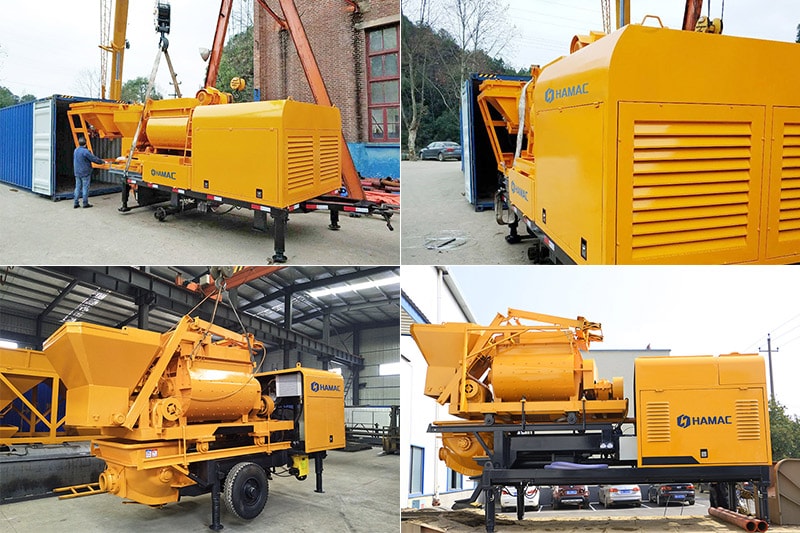 Twin Shaft Concrete Mixer with Pump shipping pictures