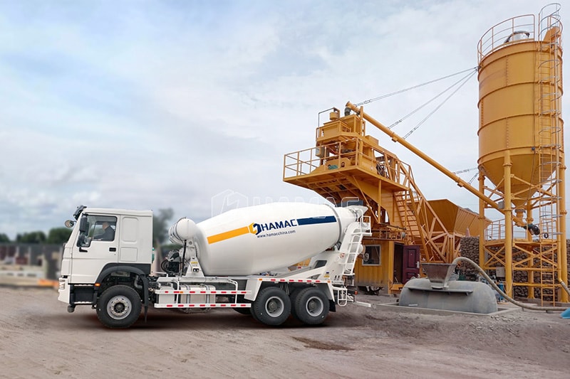 Concrete transportation by concrete mixer truck 