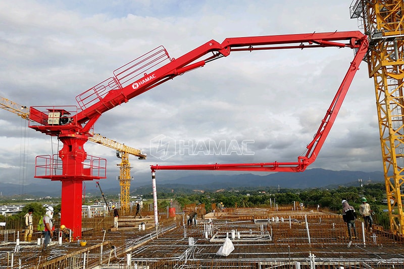 The concrete placing boom is only auxiliary equipment, and the output capacity and pumping pressure are not related to this equipment