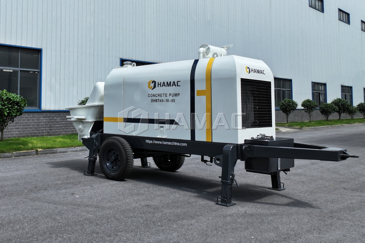 Trailer concrete pump for sale at a construction project