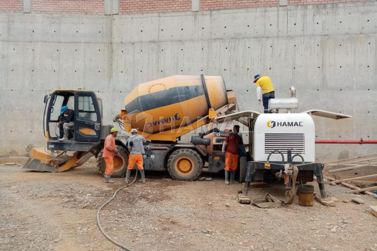 Diesel trailer concrete pump for remote construction site concrete pumping