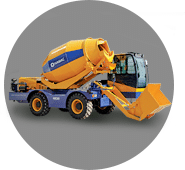 Self-loading concrete mixer