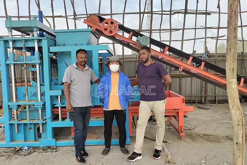 Concrete block making machine at site