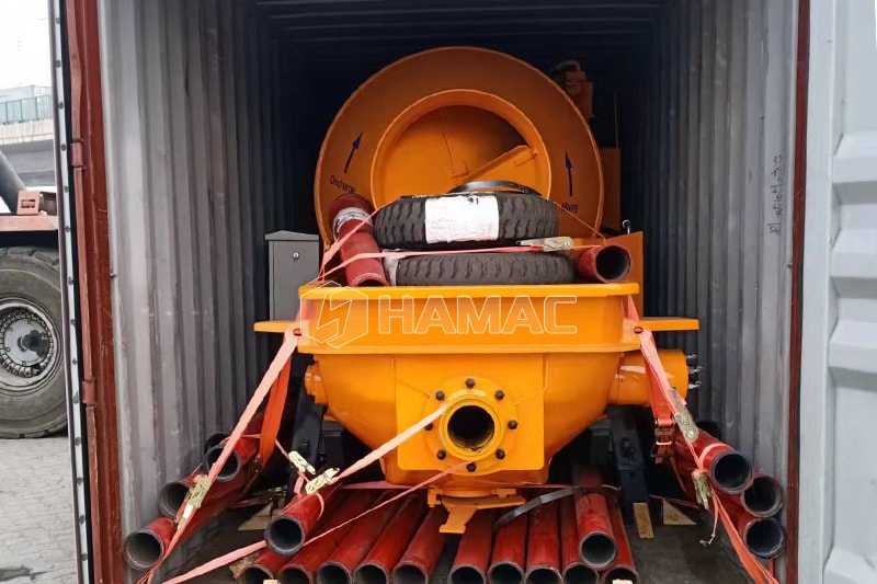 Concrete mixer with pump in the container