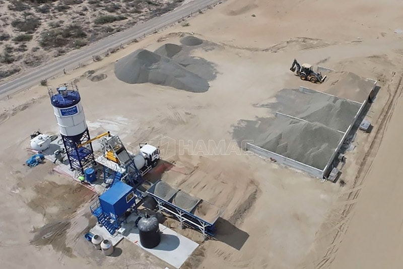 Bird view of HZS35 stationary concrete batching plant in Peru