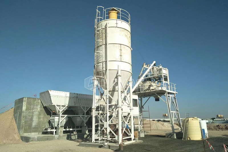 HZN50 concrete mixing plant with cement silo
