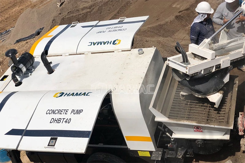 Working site of diesel mini concrete pump