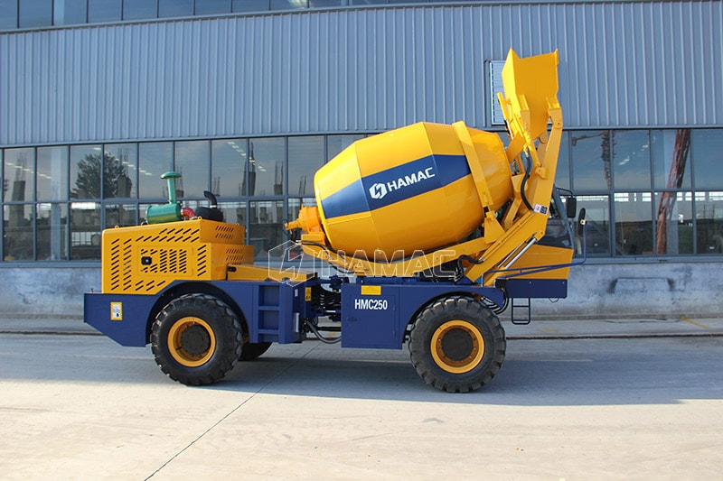 Front view of HMC250 self loading concrete mixer for sale 