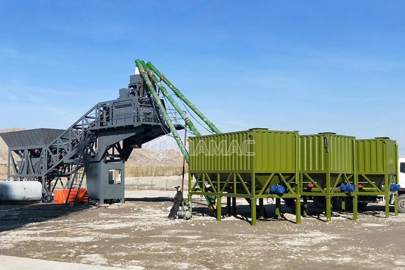Horizontal cement silo for mobile batching plant in Mongolia 