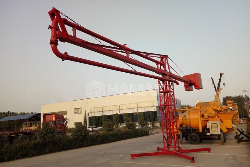 Manual concrete placing boom with support frame