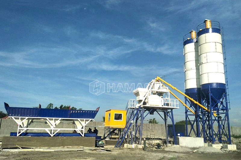 HZS50 concrete plant with cement mixer machine