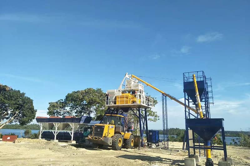 HZS50 skip hoist type concrete batching plant in the Philippines