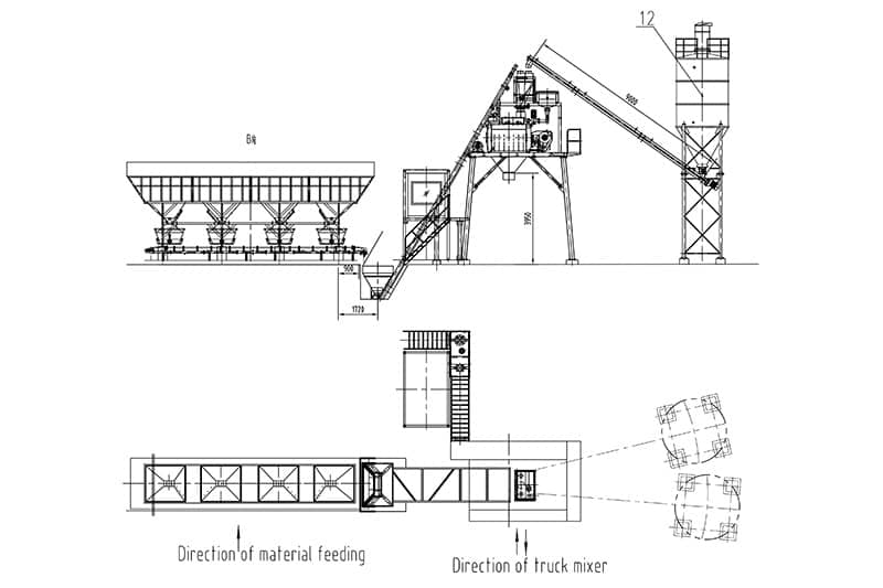 Skip hoist Concrete batch plant Work structure diagram