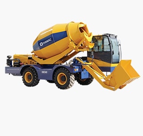 Self-loading concrete mixer