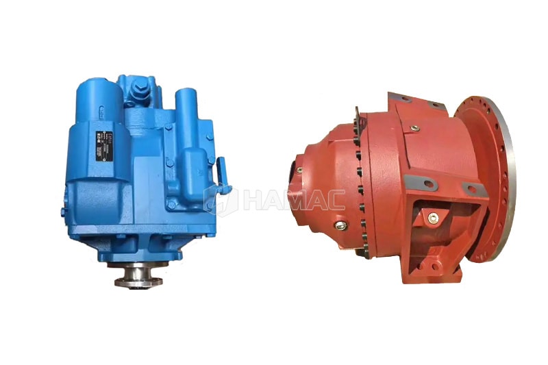Hydraulic pump and gearbox for mixer truck