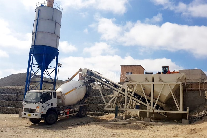 Dry batching plant manufactured by HAMAC in Peru