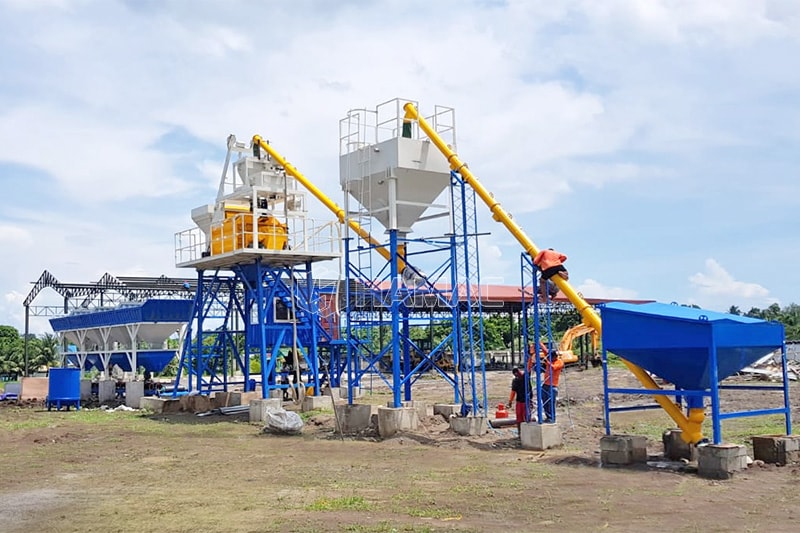 HZS50concrete batching plant in the Philippines