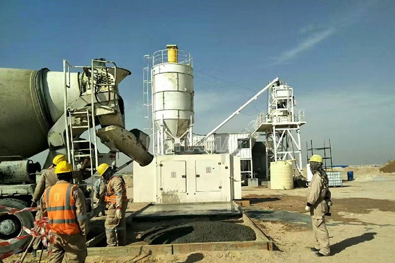 HZN50 concrete batching plant with planetary concrete mixer in Kuwait