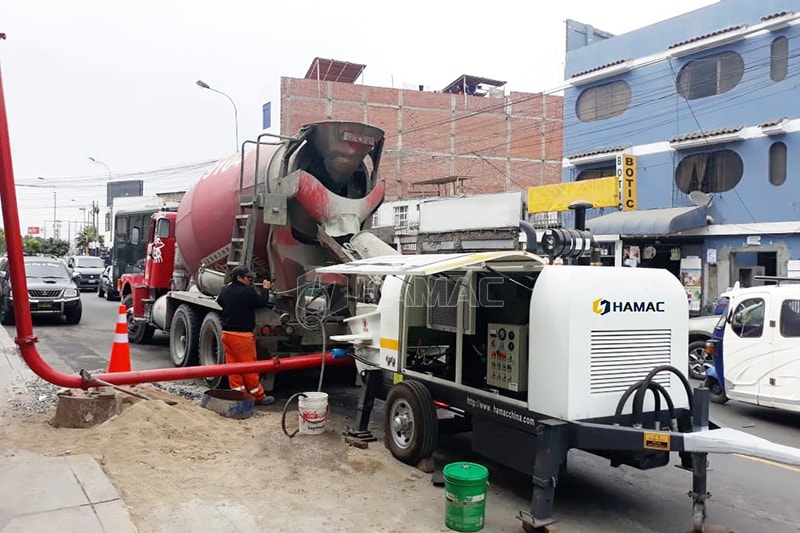 Diesel concrete pump works in Lima, Peru