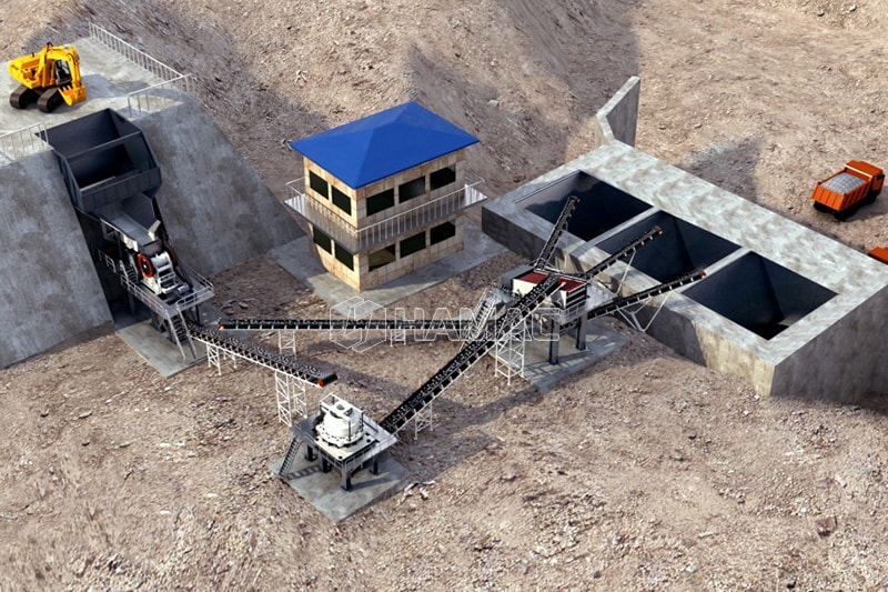 Flow chart of granite crushing and screening plant production line