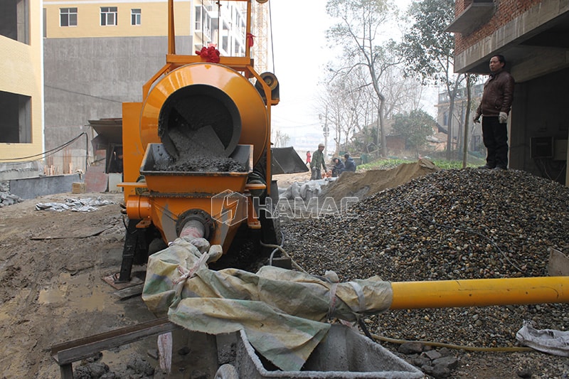 Concrete mixer with pump works in China