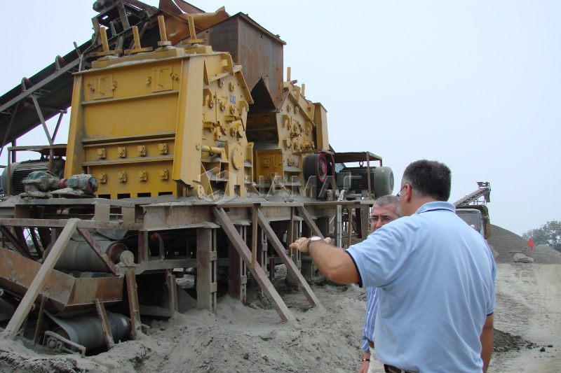Impact crusher working in a quarry