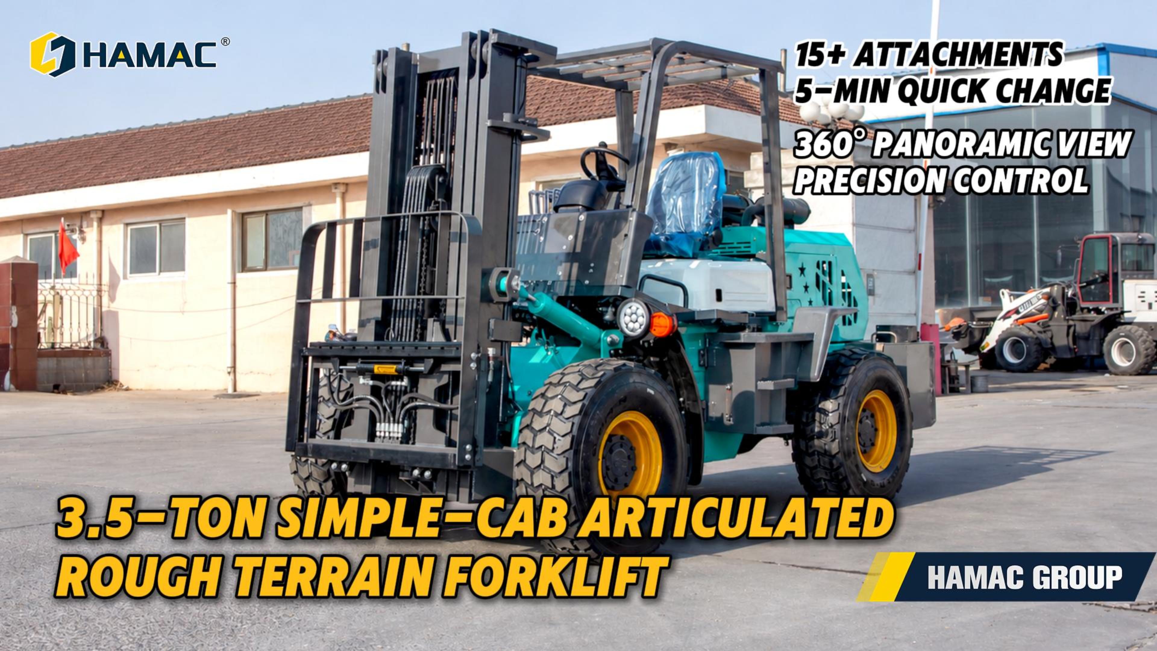3.5T Articulated Rough Terrain Forklift | Single Cab & 360° Visibility