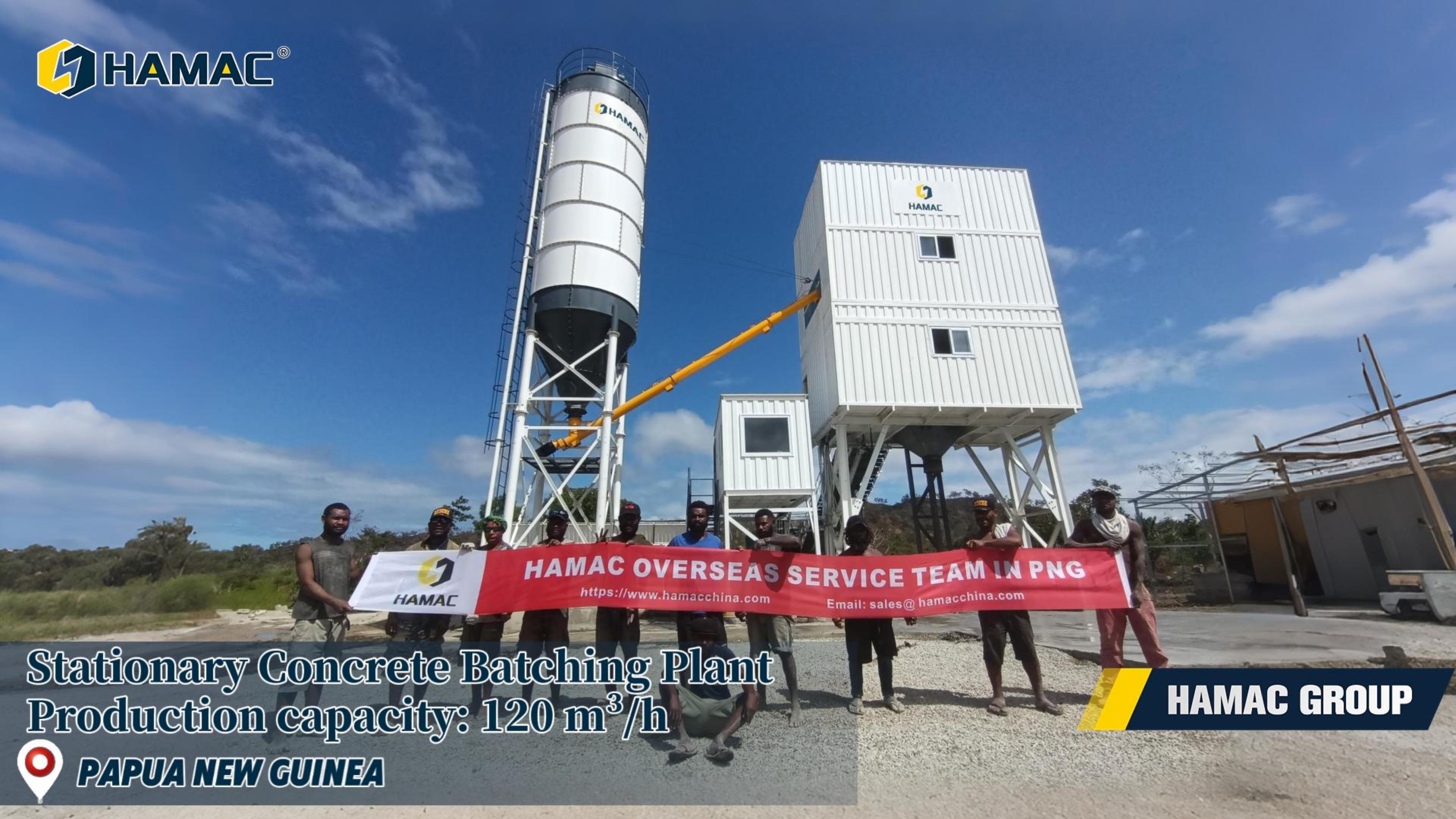 120 m³/h Stationary Concrete Batching Plant Commissioned in Papua New Guinea